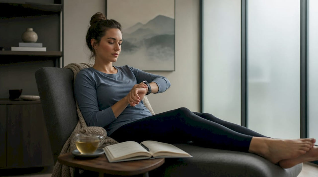 Woman checking sleep data on smartwatch